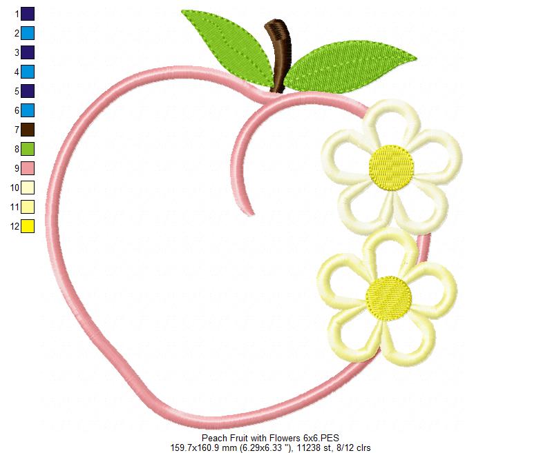 Peach Fruit with Flowers - Applique