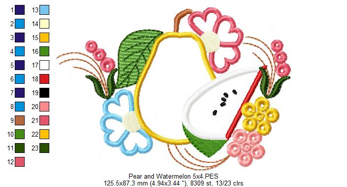 Pear and Watermelon - Applique