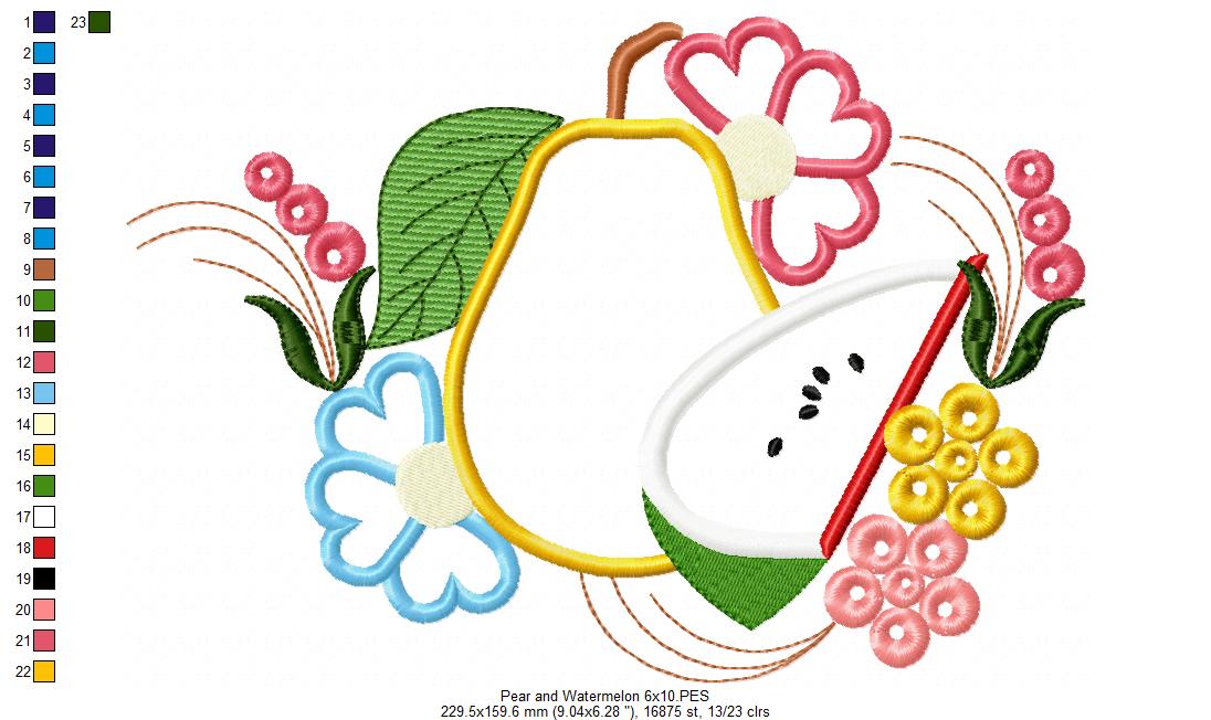 Pear and Watermelon - Applique