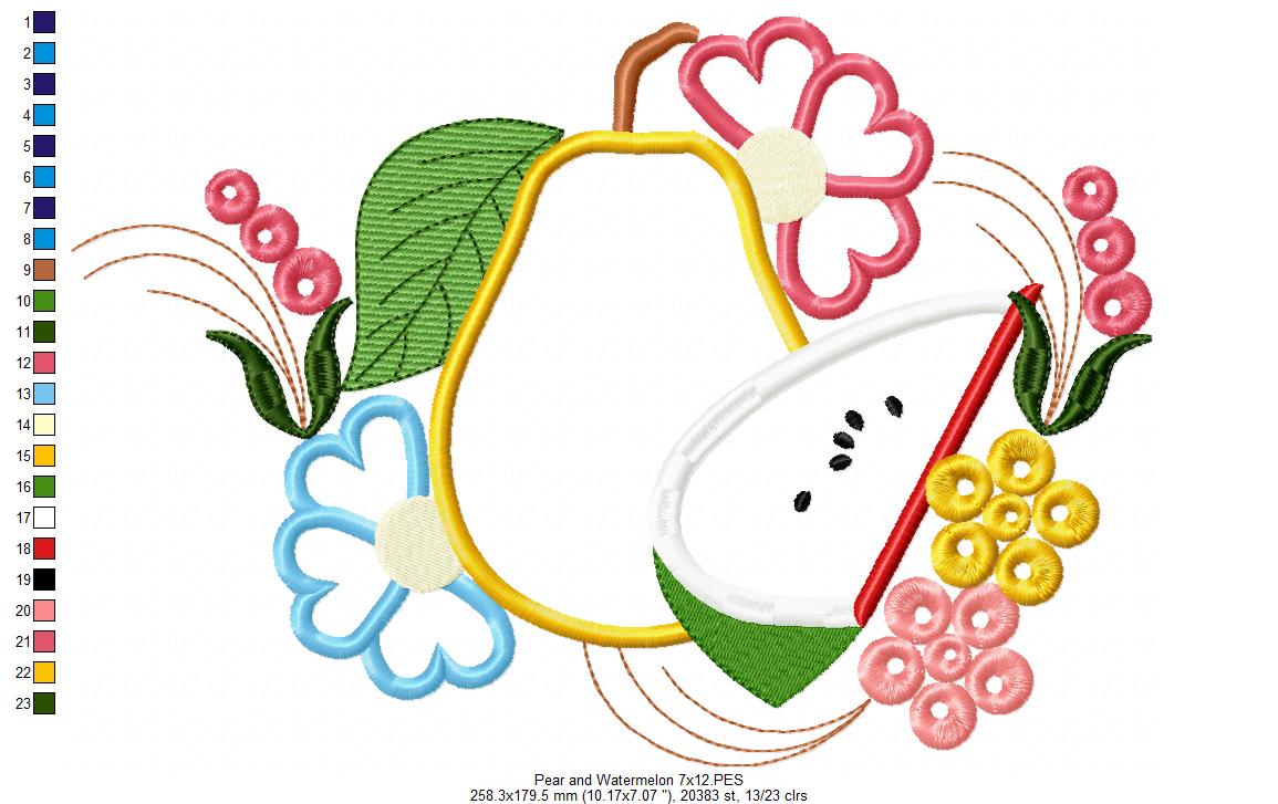 Pear and Watermelon - Applique
