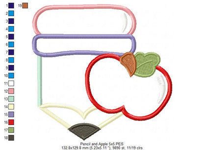 Pencil and Apple - Applique