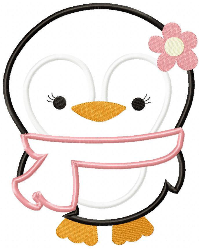 Winter Penguin with Scarf - Appliqué – Machine Embroidery File