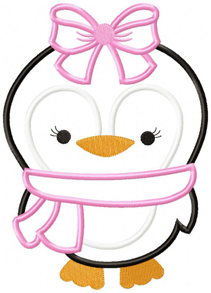 Penguin Girl with Bow - Applique