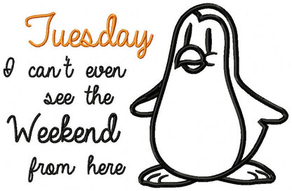 Days of the Week Penguin - Applique