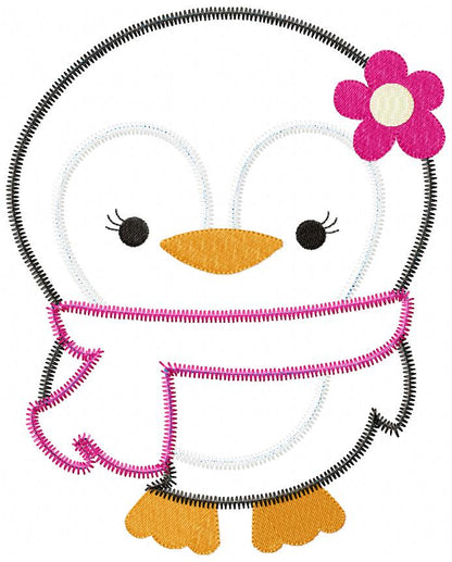 Penguin Zigzag – Appliqué – Machine Embroidery Design