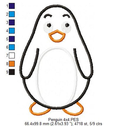 Cute Penguin - Appliqué – Machine Embroidery Design
