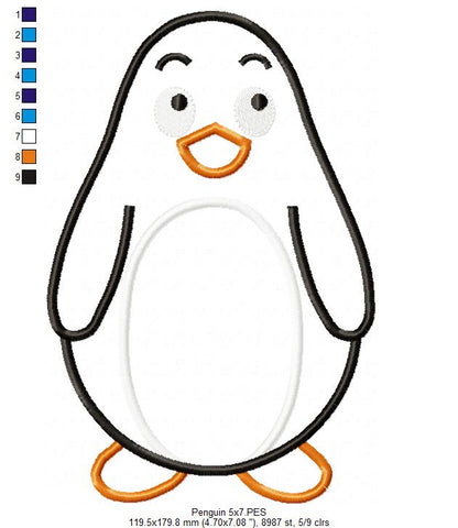 Cute Penguin - Appliqué – Machine Embroidery Design
