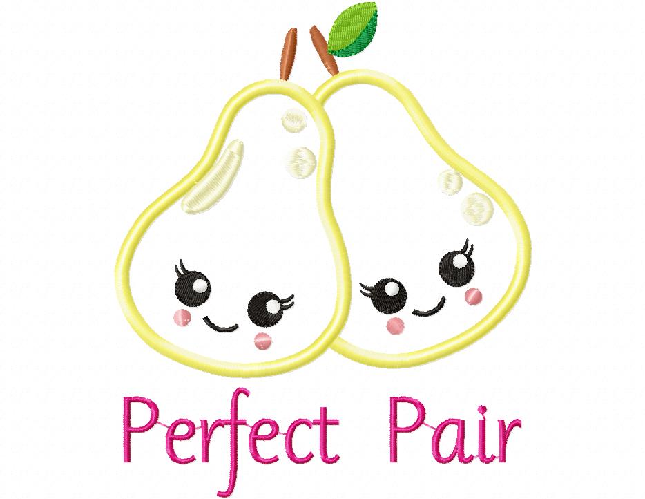 Perfect Pair Pears - Appliqué - Machine Embroidery Design