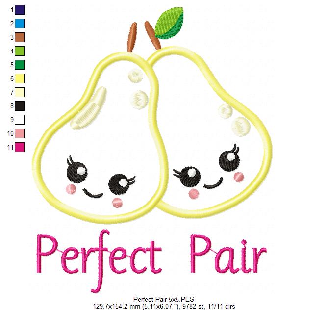Perfect Pair Pears - Appliqué - Machine Embroidery Design