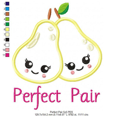 Perfect Pair Pears - Appliqué - Machine Embroidery Design
