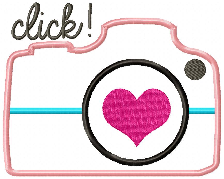Click Camera with Heart – Appliqué – Machine Embroidery Design
