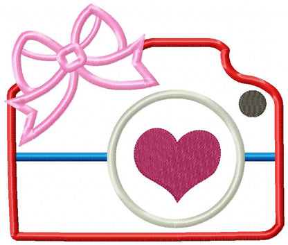 Photographic Camera with Bow - Applique