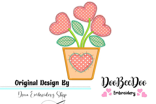 Hearts Vase - Applique