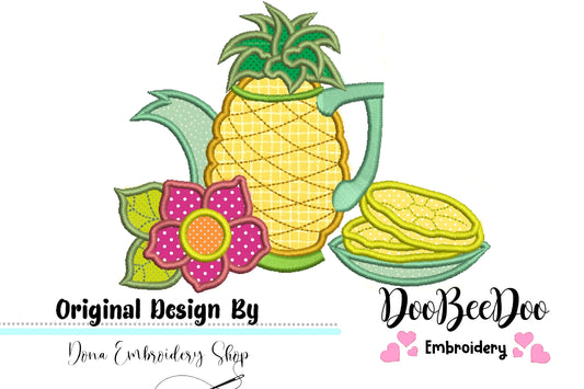 Pineapple Teapot  - Applique