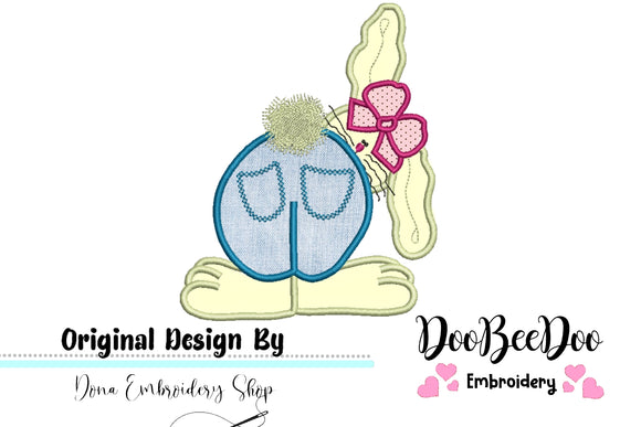 Cute Bunny  - Applique - Machine Embroidery Design