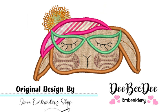 Cute Bunny Sleeping  - Applique - Machine Embroidery Design