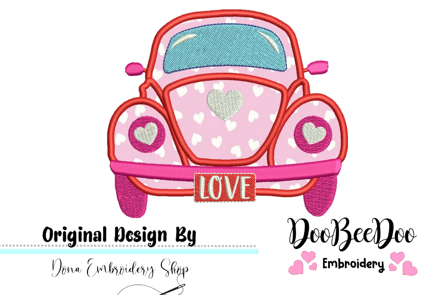 Love Beetle - Applique - Machine Embroidery Design