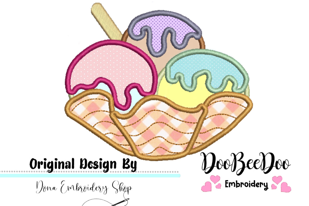 Ice Cream - Applique - Machine Embroidery Design