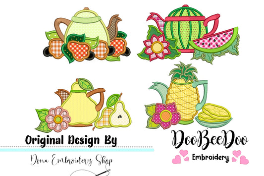Fruit Teapots Pack with 4 designs  - Applique