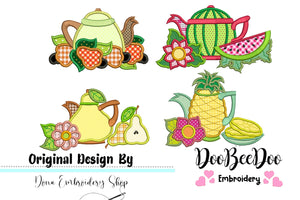 Fruit Teapots Pack with 4 designs  - Applique