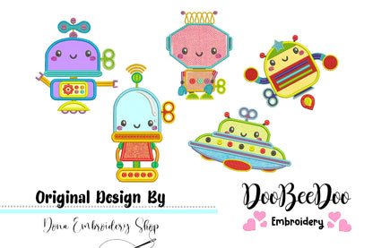 Robot Toys Pack with 5 designs - Applique