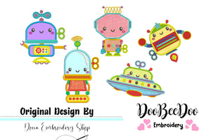 Robot Toys Pack with 5 designs - Applique