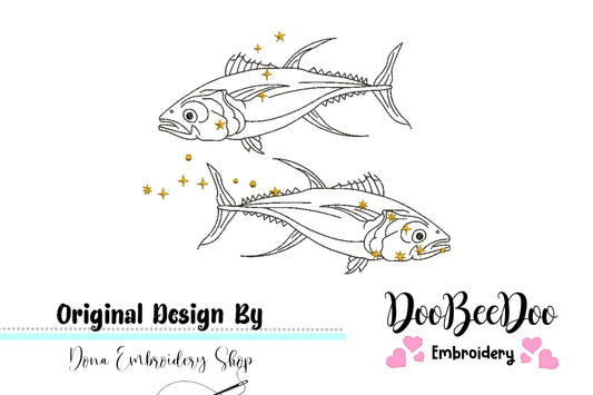 Pisces Constellation - Redwork