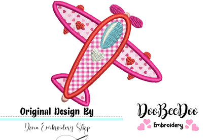 Love Airplane - Applique - Machine Embroidery Design