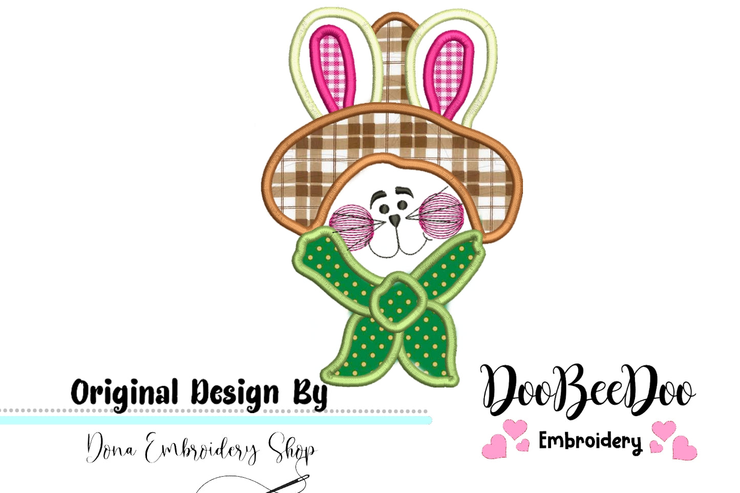 Country Easter Bunny Smiling - Applique - Machine Embroidery Design