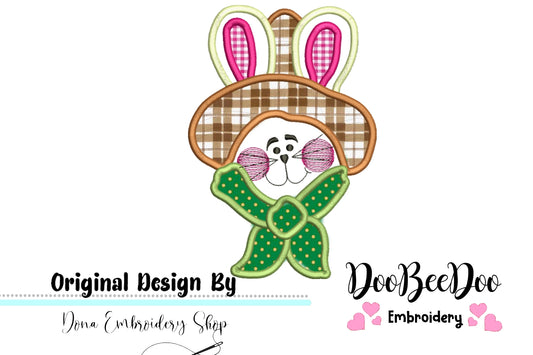 Country Easter Bunny Smiling - Applique - Machine Embroidery Design