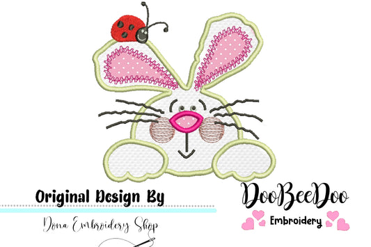Easter Bunny with Ladybug - Applique - Machine Embroidery Design