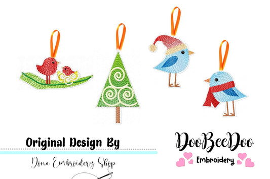 Christmas Ornaments Rippled - Applique - Machine Embroidery Design