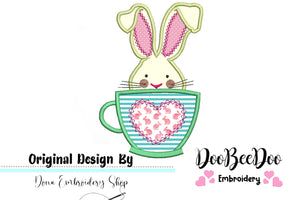 Easter Bunny with Cup - Applique - Machine Embroidery Design