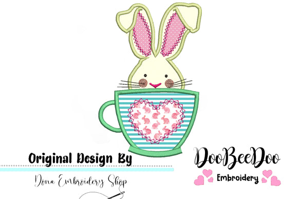Easter Bunny with Cup - Applique - Machine Embroidery Design