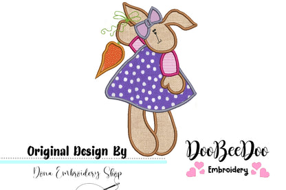 Easter Bunny with Carrot - Applique - Machine Embroidery Design