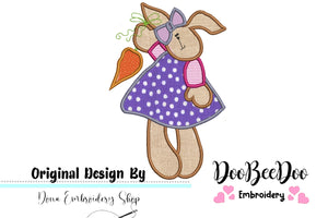 Easter Bunny with Carrot - Applique - Machine Embroidery Design