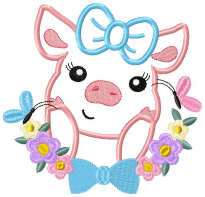 Piglet Flowers - Applique Embroidery