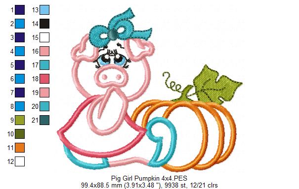 Kitchen Piglet with Pumpkin - Applique