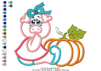 Kitchen Piglet with Pumpkin - Applique
