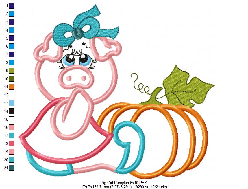 Kitchen Piglet with Pumpkin - Applique