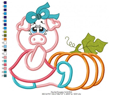 Kitchen Piglet with Pumpkin - Applique