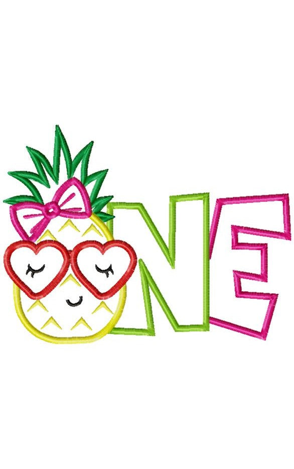 Summer Pineapple Birthday One - Applique