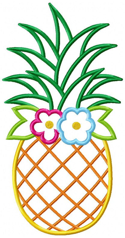 Summer Pineapple with Flowers - Applique