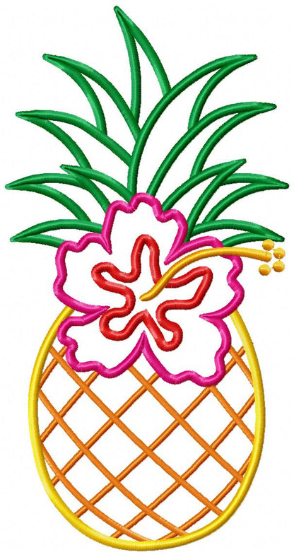 Summer Pineapple with Hibiscus Flower - Applique