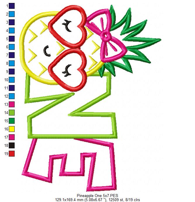 Summer Pineapple Birthday One - Applique