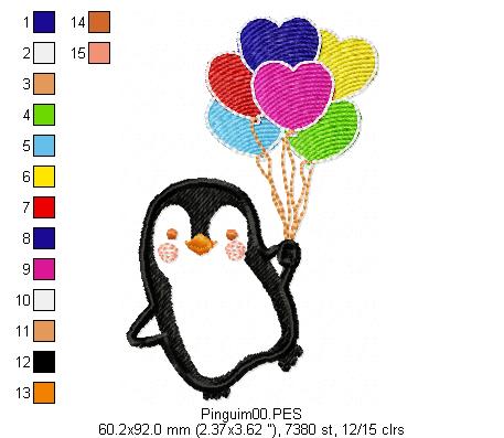 Penguin - Applique - Machine Embroidery Design