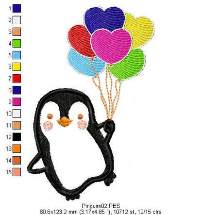 Penguin - Applique - Machine Embroidery Design