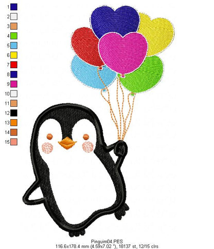 Penguin - Applique - Machine Embroidery Design