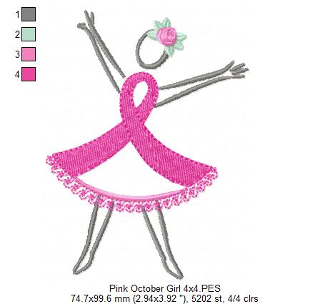 Pink October Girl - Fill Stitch