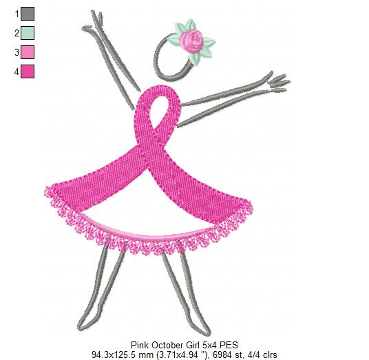 Pink October Girl - Fill Stitch